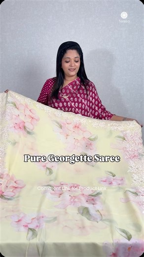 Teresa Online on Instagram: "Premium Pure Georgette Saree Product code: TSA4221 To shop, VISIT: https://www.teresashopping.com To shop, contact: 9207735382 Please note that the colours of the outfit/material may vary due to lighting during the photo shoot. Teresa, Chettiparambil Towers, Thenamkunnu Bypass, Near Pvt Bus Stand, 685584, Thodupuzha, India. [Teresa Online, Teresa Designers, Premium Georgette Saree, Pure Georgette Saree, Soft Georgette Saree, Handwoven Georgette Saree, Designer George