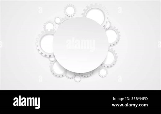 Abstract tech grey gears and blank circle video animation Stock Video Footage - Alamy