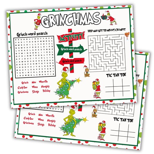 Grinch Activity Page | Printable Christmas Games (instant Download) - Etsy