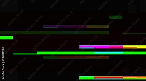Digital glitch overlay video background with abstract futuristic shape and geometric design with colorful panel