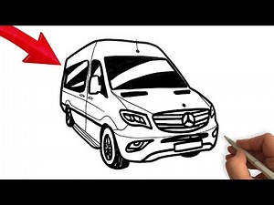 How to draw a Mercedes-Benz Sprinter step by step - Easy Drawing Mercedes Benz Sprinter
