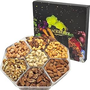 Gourmet Mixed Nuts Gift Basket in Black Gift Box (7 Assortments) Arrangement Fruit & Nut Gift - Care Package For Birthday, Sympathy, Get Well Men, Woman & Families
