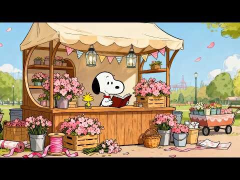 Spring Flower Shop Moments with Snoopy & Woodstock 🌸 Cozy Lofi for Relax, Study & Happy Vibes