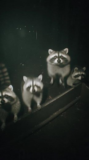 CCTV Night Footage: Raccoons Jumping on a Backyard Trampoline