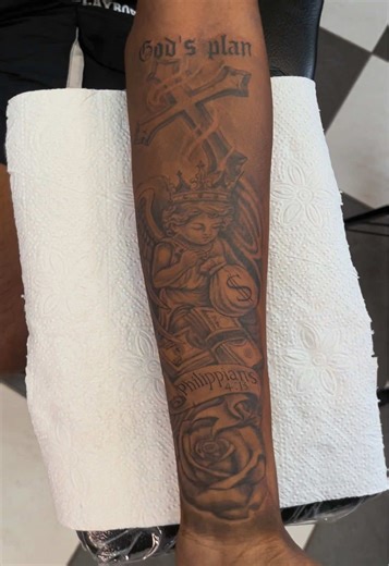 God's Plan Tattoo Design on Inner Forearm