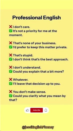 “Speak Smart at Work: Professional English Replacements 💼✨” #englishforbeginners#professionalenglish