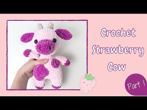 Crochet Strawberry Cow (TikTok) - Tutorial Part 1 (Updated) | Free Amigurumi Animal Pattern