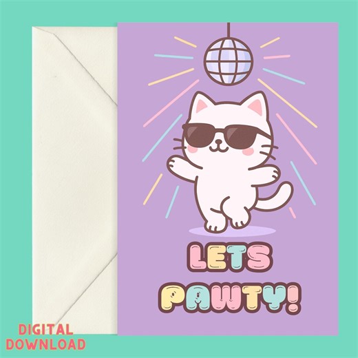 Funny Cat Birthday Card – Printable Kitty Pun, Cat Lover (digital Download) - Etsy