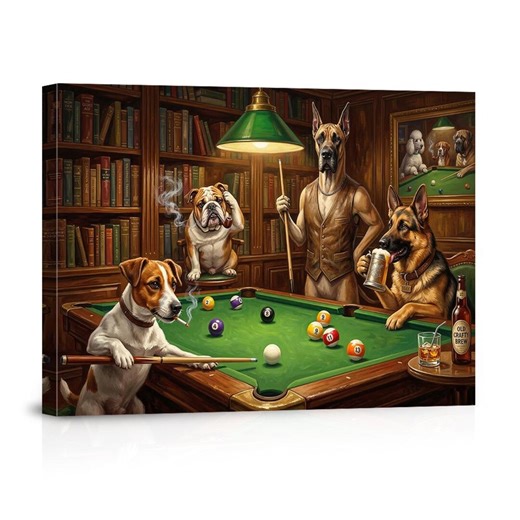 Dogs Playing Pool Billiards Canvas Wall Art – Humorous Vintage Bar Decor for Man Cave, Game Room, Home Bar - Etsy
