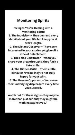 5 Signs you are dealing monitoring spirits