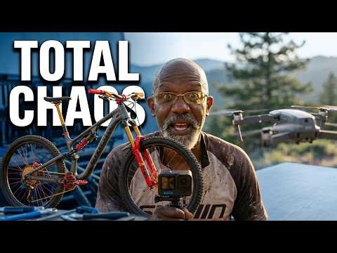 Bike ride with drone following behind