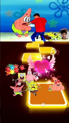Spongebob VS Sandy Cheeks VS Patrick Star VS Squidward - Tiles Hop Battle