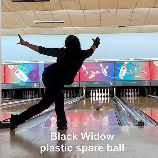 Senior Bowler, bowling on dry lanes, Hammer Black Widow plastic spare ball