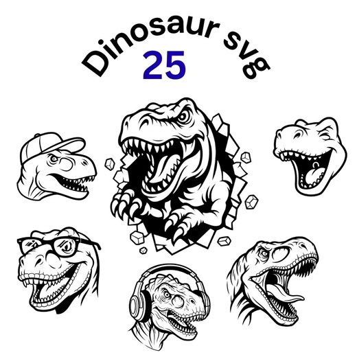 25 Dinosaur SVG Bundle | T-rex Head SVG | Dino Face Clipart | Dinosaur Cut File | SVG for Cricut | Vinyl & Laser Cut Design - Etsy