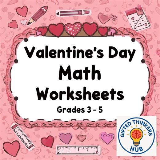 Valentine’s Day Math Worksheets Grades 3-5 | No Prep Math Packet | Printable PDF | Heart Theme Math Review | Sub Plans | Homeschool - Etsy