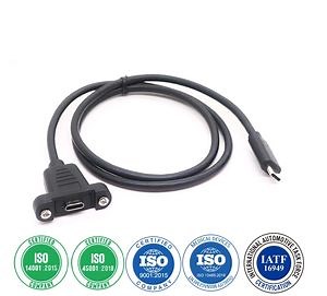 [Hot Item] USB Type-C Male to Female Panel Mount Charging Cable with Screw Locking