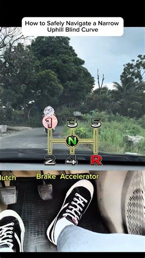 How to Safely Navigate a Narrow Uphill Blind Curve #driving #drivingfootwork