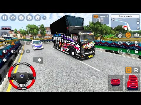 Black Isuzu Giga Truck Carrying Goods Chased by Police l Mod Bus Simulator Indonesia