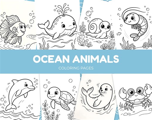 50 Ocean Animals Coloring Pages for Kids | Sea Life Coloring Book Printable | Cute Fish Dolphin Shark Coloring Sheets | Toddler Activity PDF - Etsy