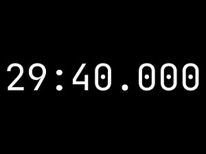 Countdown timer 29 minutes, 40 seconds [29:40.000] - White on black with milliseconds
