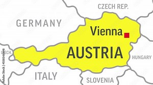 Austria Map. Zoom on World Map. 4k Video Footage. Motion Graphics
