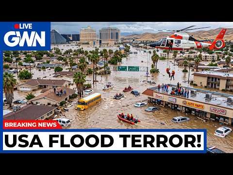 USA HIT by DOUBLE DISASTER — Las Vegas FLOODS, California Homes Near COLLAPSE