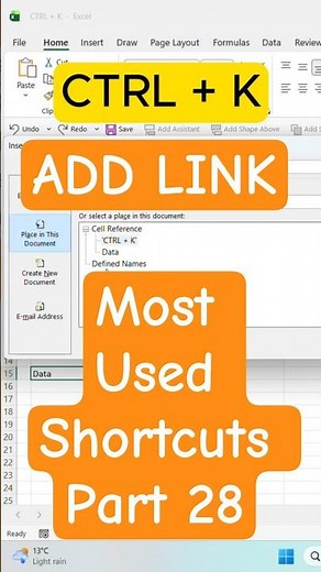 Insert Links Instantly in Excel – CTRL + K