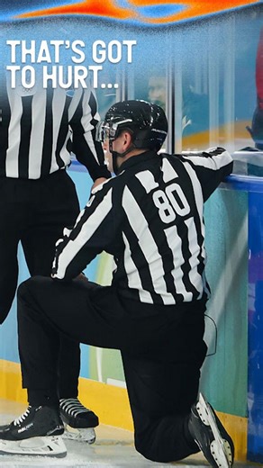 Winter Olympics 2026: Ice hockey referee gets puck to the ribs