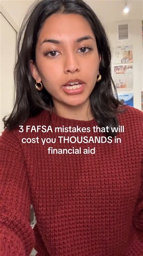 fatimah on Instagram: "💵 3 FAFSA mistakes that will cost you THOUSANDS in fin aid! comment “FAFSA” to get the full guide for filling out the FAFSA correctly! #highschool #fafsa #financialaid #seniors #senioryear"