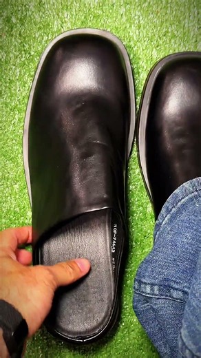 XORAM Men's Non-Slip Leather Mules, 2026 Summer New Release, Round Closed Toe, Outdoor Thick