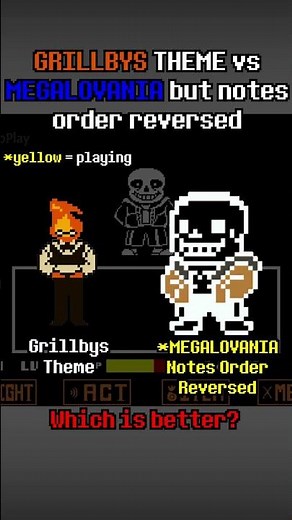 Grillbys Theme x MEGALOVANIA Notes Order Reversed Comparison #undertale #deltarune