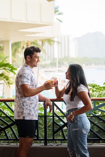When you book a Voyager 47 Club room or suite, end your day toasting the sunset with complimentary chilled cocktails and our local twist on hors d'oeuvres. #ComeBeHere@ghadiscovery #GreenCollection | OUTRIGGER Waikiki Beach Resort