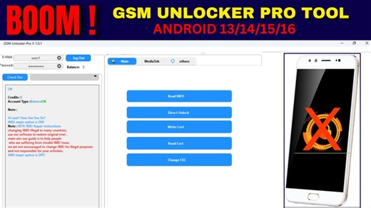 🔥GSM Unlocker Pro Tool V1.0.1 Review | One Click Samsung, Xiaomi Unlock | GSM HUB TEAM🔥 If you are a mobile technician or a smartphone service enthusiast, GSM Unlocker Pro Tool V1.0.1 With Login Free Download 2025 is one of the most powerful utilities you can use this year. Designed for professional-level repairs and maintenance, the tool combines network unlocking, IMEI repair, firmware flashing, FRP removal, and VoLTE activation into one compact package. With its easy login access and broad 
