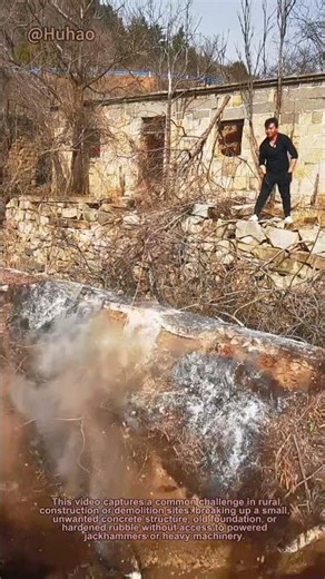 Demolition with Nature's Tool: Using Rocks to Break Concrete | Simple Construction