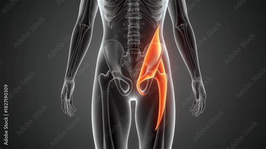 Human Psoas Major Muscle Anatomy Highlighted in Orange