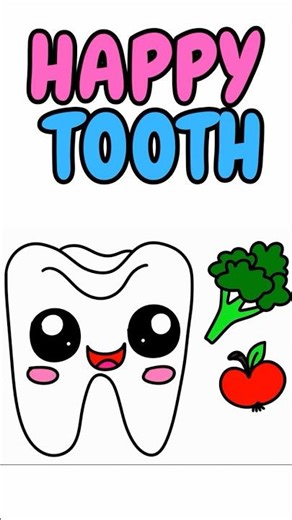 Cute Tooth Learns to Be Healthy 🦷🍎 | 30-Second Drawing!