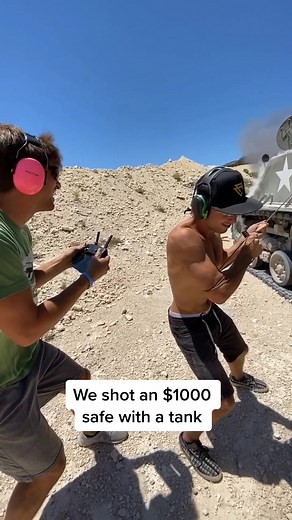 We demolished a safe with a tank 😱@coreyfunk @capronfunky @drivetanks_ryan #tank #safe #money #demolish