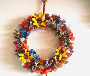 Handmade Sunflower Rag Wreath Craft Kit - Create a Stunning Eco-friendly Wreath With Felt Flowers and Origami Butterfly. - Etsy UK