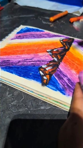 Beautiful Northern Lights Oil Pastel Drawing ✨ Easy Mountain Scenery Art #shorts