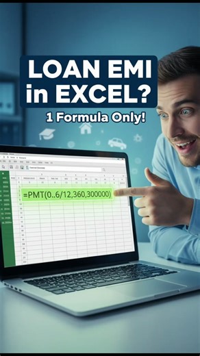 Calculate Loan EMI in Excel in 60 Seconds 💸 (PMT Formula) #excel #spreadsheetmagic #spreadsheetformu