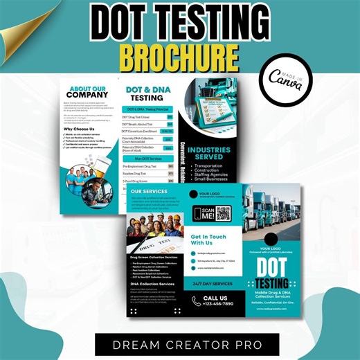 DOT Drug Testing Brochure Template | Mobile Drug & Alcohol Collection Services | Non-dot Testing Flyer | Canva Editable Business Brochure - Etsy