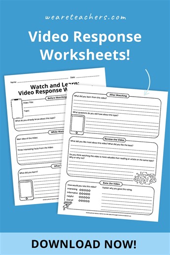 Make Video Watching Meaningful With These Free Video Response Worksheets Make Video Watching Meaningful With These Free Video Response Worksheets