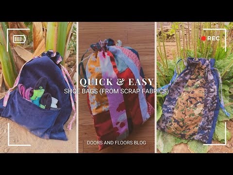 Let's make a quick and easy shoe bag from fabric scraps | Sew along
