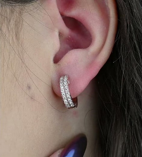 14k Solid Gold Diamond Hoop Earrings 1.5ctw