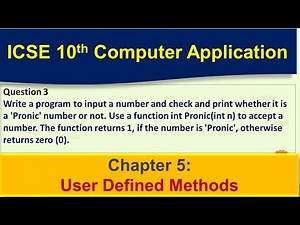 #3 ICSE Class 10th Computer Application || User Defined Methods || Full Book Reference