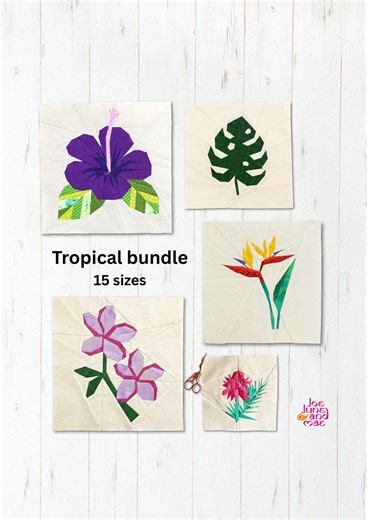 Tropical Bundle 15 Sizes: Quilt Block Pattern Set of 5 Patterns (PDF Download) - Etsy