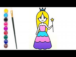 Princess drawing easy step by step with coloring for kids and toddlers