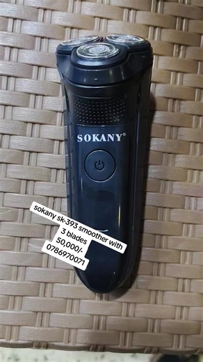 This is a Sokany SK-393 electric rotary shaver with three floating shaving heads for a contoured shave. [1, 2] Design: Features a ergonomic black body with a central power button and an integrated power display. Functionality: Designed for dry or wet shaving, often featuring waterproof construction for easy cleaning. Power: Rechargeable unit, frequently supported by Type-C charging.