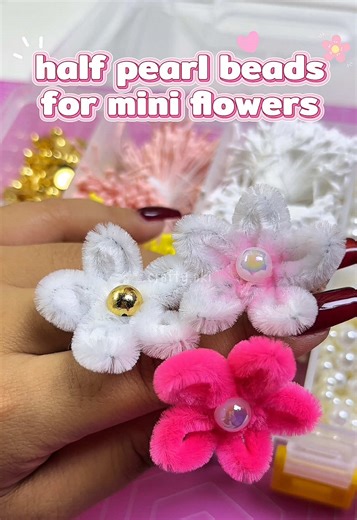 Create Mini Fuzzy Wire Flowers with Half Pearl Beads