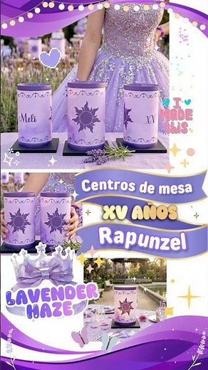 Ideas para XV años tematica Rapunzel 💜✨ Centros de Mesa (NO SON DE PAPEL)